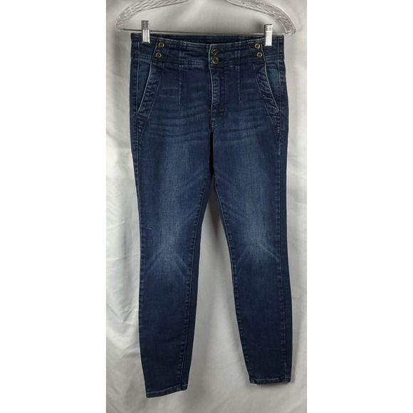 Anthropologie Denim - Pilcro Anthropologie Women's S27 Jeans Pleated High Rise Dark Wash Blue Skinny